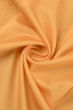 Arancione Casual Cambiamento graduale Stampa Colletto risvoltato di base Plus Size Due pezzi