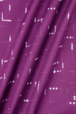 Combi-short skinny violet à imprimé patchwork et col rond
