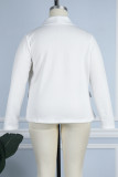 Cardigan branco casual sólido patchwork com gola virada para trás sobretudo tamanho grande