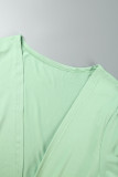 Verde claro Casual Sólido Básico Cuello en V Tallas grandes Dos piezas