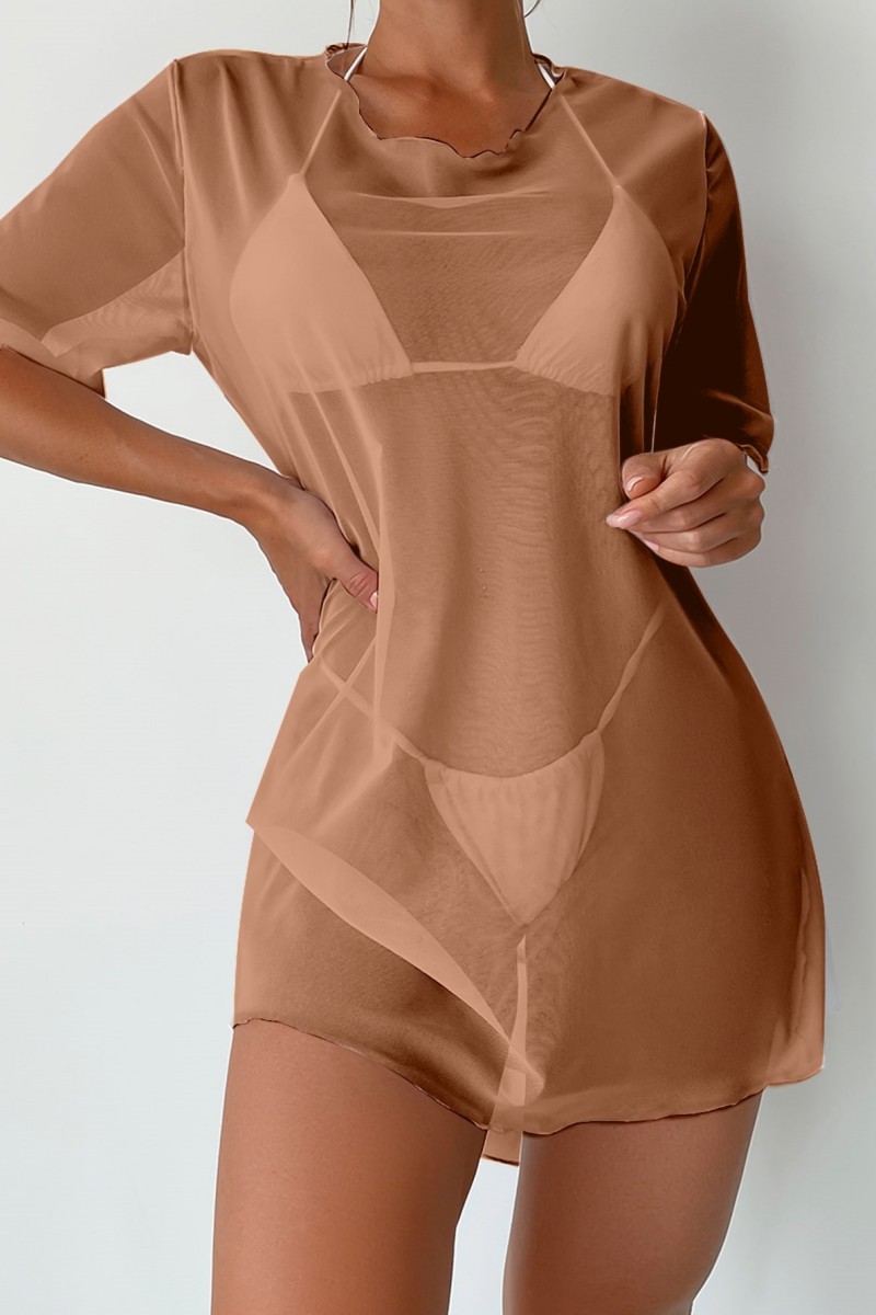 Sexy Solid See-through Swimwears Cover Up