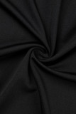 ブラック セクシー ソリッド バックレス 非対称 斜め襟 ロング ドレス ドレス