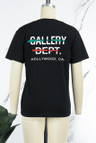 T-shirts noirs à col en V et imprimé Street Daily