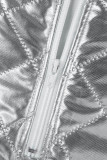 Silver Sexy Casual Solid Backless Strapless Sleeveless Two Pieces