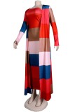 Red Casual Striped Patchwork Long Sleeve Two Pieces