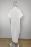 Khaki Casual Solid Patchwork Turndown Collar Shirt Dress Dresses