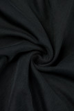 Negro Casual Sólido Transparente Asimétrico O Cuello Manga larga Dos piezas