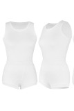 White Casual Sportswear Solid Patchwork O Neck Sleeveless Two Pieces