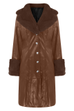 Brown Street Solid Patchwork Turndown Collar Outerwear(Prevail in Kind)