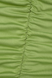 Verde sexy casual solido piega senza schienale cinturino per spaghetti senza maniche in due pezzi