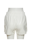Pantaloni bianchi dritti a vita alta dritti con patchwork solido bianco