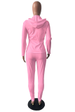 Pink Street Solid Draw String Hooded Collar Long Sleeve Two Pieces