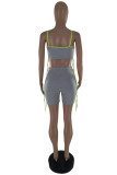 Light Gray Sexy Casual Solid Patchwork Backless Spaghetti Strap Sleeveless Two Pieces