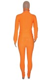 Orange Casual Solid Patchwork Zipper Kragen Langarm Zweiteiler (mit Maske)