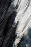 Robes à manches longues noires à imprimé tie-dye et à col rond