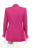 Prendas de abrigo con cuello vuelto de plumas de retazos sólidos de fiesta roja rosa