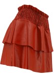 Faldas de color sólido convencional de cintura alta regular de patchwork sólido casual rojo