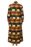 Robe chemise à col rabattu à imprimé décontracté multicolore Robes de grande taille (sans ceinture)