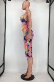 Colour Sexy Print Backless Spaghetti Strap Sleeveless Dress Dresses