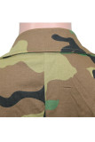 Manteaux & cardigan col rabattu lettre imprimé camouflage patchwork imprimé manches longues vert