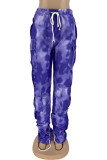 Фиолетовые брюки прямого кроя со средней посадкой и карманами с уличным принтом