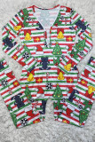 Macacão skinny de festa verde sexy com estampa de patchwork Papai Noel com decote em V