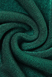 Verde sexy sólido patchwork medio cuello alto manga larga dos piezas