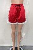 Abbigliamento sportivo casual rosso Solid Patchwork Fessura Vita alta Pantaloni dritti tinta unita