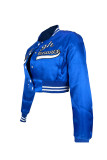 Blue Casual Letter Embroidery Patchwork Conventional Collar Outerwear