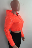 Orange Casual Solid Patchwork Turndown-krage Ytterkläder