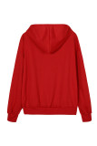 Red Casual Solid Patchwork Hot Drill Hooded Collar Tops
