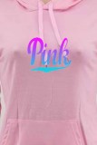 Baby Blue Sportswear Print Letter Hooded Collar Long Sleeve Two Pieces