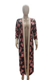 Pink cardigan Leopard Print Camouflage Lips Print Print Long Sleeve Outerwear