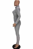 Серый - Спортивная одежда - Два предмета с длинным рукавом и воротником-молнией с буквенным принтом