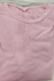 Fasciatura casual in tinta unita rosa con scollo patchwork scavato in due pezzi