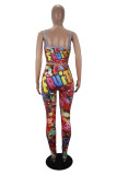 Multi-color Casual Print pencil Sleeveless Two Pieces