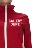 Red Sportswear Print Letter Zipper Collar Long Sleeve Two Pieces