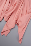 Roze Casual Solide Asymmetrische V-hals Lange mouw tweedelig