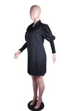 Black Street – robe chemise à col rabattu et boucle, couleur unie, Patchwork