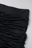 Черный сексуальный повседневный однотонный с открытой спиной складной ремешок без рукавов из двух частей