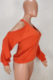Red Fashion Casual Solid Hollowed Out Tops