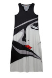 Черно-белые повседневные прямые платья в стиле пэчворк с V-образным вырезом