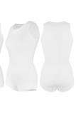 Белый Однотонный Пэчворк О-образный вырез Без рукавов Повседневная спортивная одежда Из двух частей