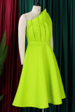 Fruktgrön Elegant Solid Patchwork Vik Snedkrage Aftonklänning Klänningar