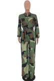 Red Fashion Casual Camouflage Print Basic V-Ausschnitt Regular Jumpsuits