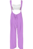 Purple Sexy Casual Solid Backless Spaghetti Strap Sleeveless Two Pieces