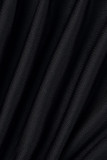 Черный сексуальный повседневный однотонный с открытой спиной складной ремешок без рукавов из двух частей