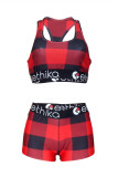 Red Fashion Casual Sportswear Print Patchwork U Neck Sleeveless Two Pieces