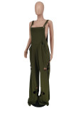 Black Fashion Casual Solid Hollowed Out Spaghetti Strap Plus Size Jumpsuits (Without Tops)