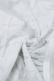 Белый сексуальный однотонный пэчворк с прозрачным вырезом на тонких бретельках и открытой спиной без рукавов из двух частей